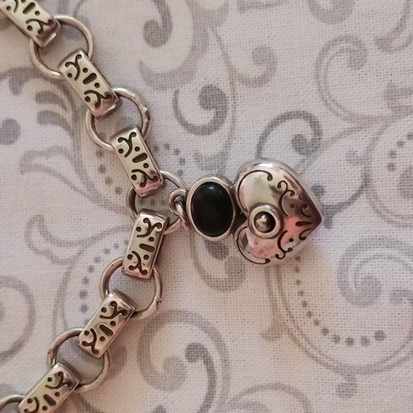 Brighton Chunky Link Silver Tone Black Accent  Necklace - Picture 2 of 7